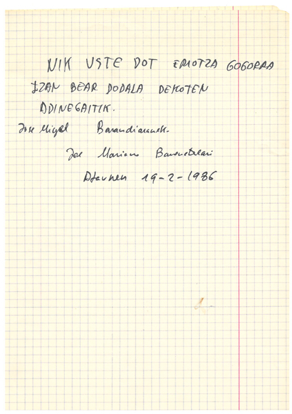 Nik uste dot eriotza gogorra izan behar dodala....