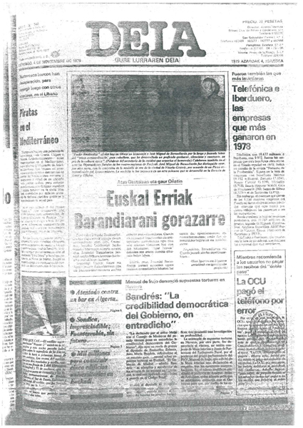 Euskal Erriak Barandiarani gorazarre. Barandiar&aacute;n, lecci&oacute;n y ejemplo. Barandiaran eta Xalbador omenduko ditu gaur Euskla Herriak. El humanismo supera a las ideologias. Estreno en Madrid de la "Ezpatadantza" de Larrauri. Euskal kulturagaz jendea arduratuteko asmoa Bermeon. Jos&eacute; Miguel de Barandiar&aacute;n en la televisi&oacute;n