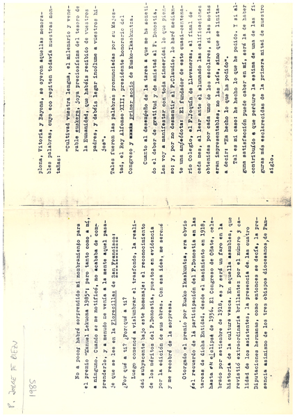 Premio Manuel Lekuona 1985