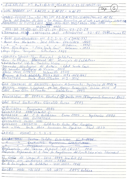 Galdakao Kaja 1 zenbakian dagoen materialaren zerrenda