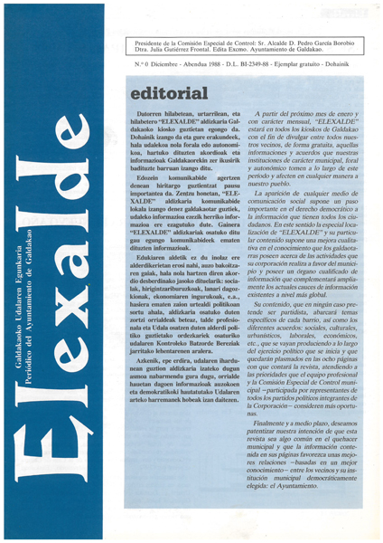 Elexalde. Galdakaoko Udalaren Egunkaria. Peri&oacute;dico del Ayuntamiento de Galdakano.