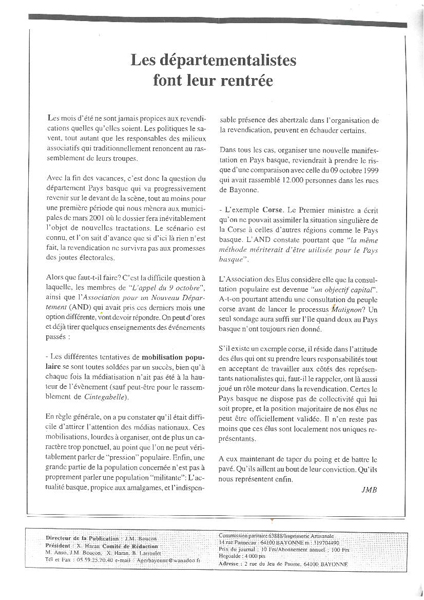 Les d&eacute;partementalistes font leur rentr&eacute;e,