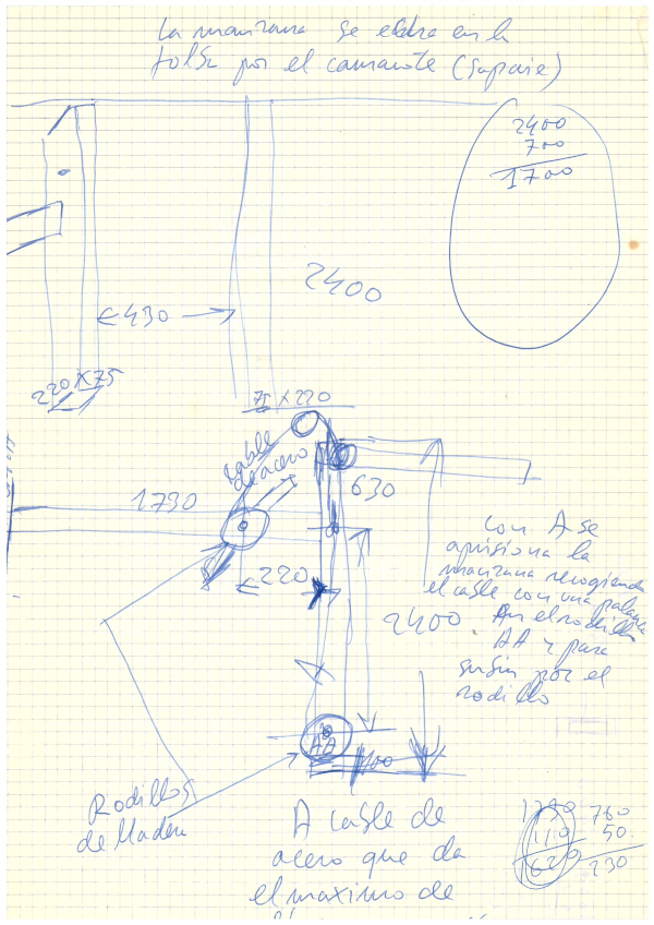 Tolare baten zirriborroak eta planoak.Karpeta urdina