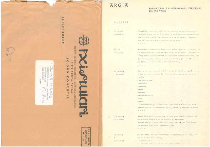 Argia dantza taldeko dantza zerrenda.